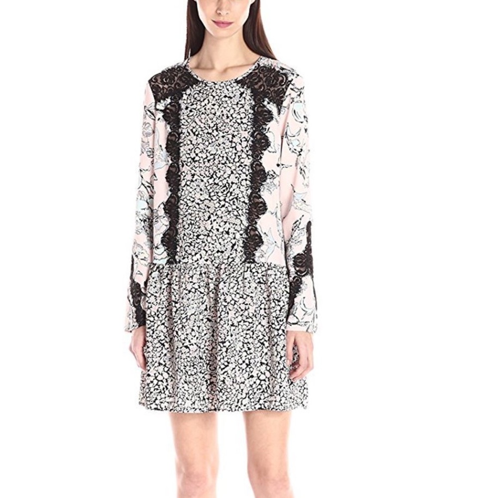 Drop Waist Lace & Floral BCBG Dress